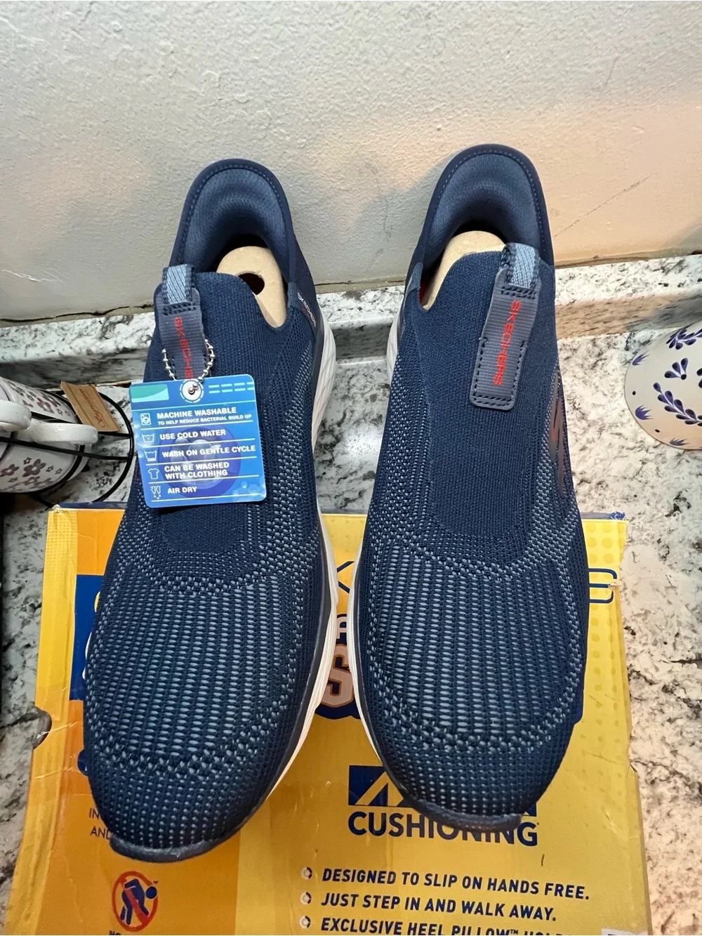 Skechers Navy hands free Slip-On Knit Walking Shoes